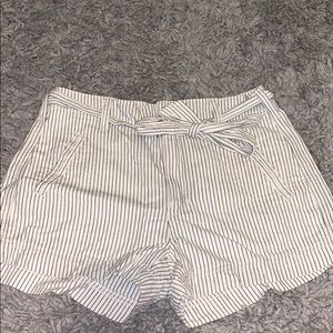 Navy and white striped shorts